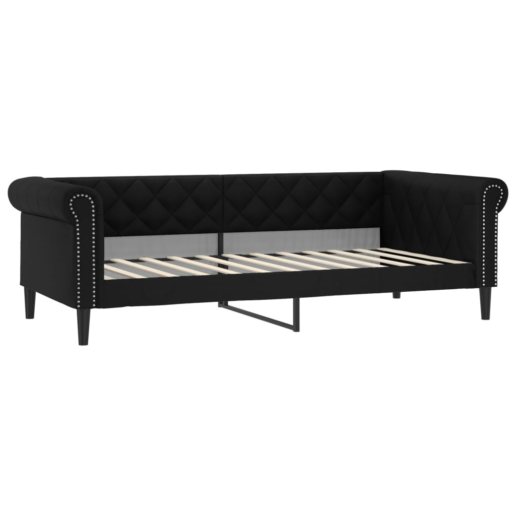 daybed med udtræk og madrasser 90x200 cm kunstlæder sort