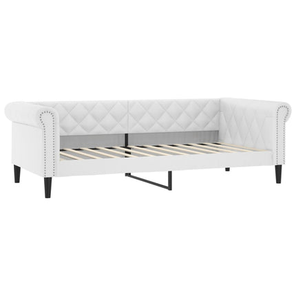 daybed med udtræk og madrasser 90x200 cm kunstlæder hvid