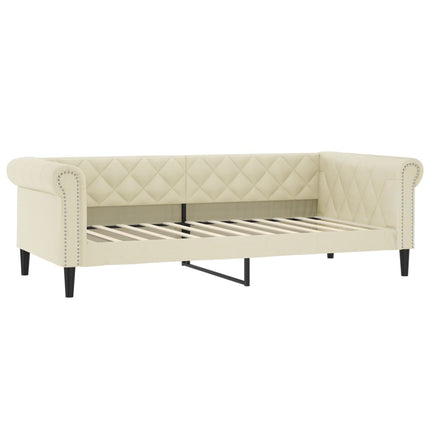 daybed med udtræk og madrasser 90x200 cm kunstlæder cremefarvet