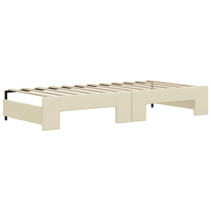 daybed med udtræk og madrasser 90x200 cm kunstlæder cremefarvet