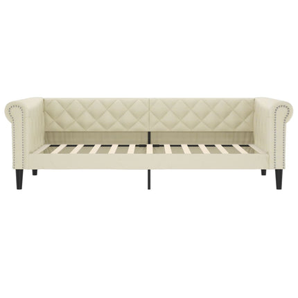 daybed med udtræk og skuffer 90x200 cm kunstlæder cremefarvet
