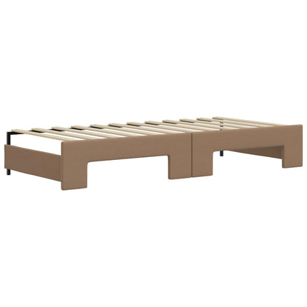 daybed med udtræk og skuffer 90x200 cm kunstlæder cappuccino