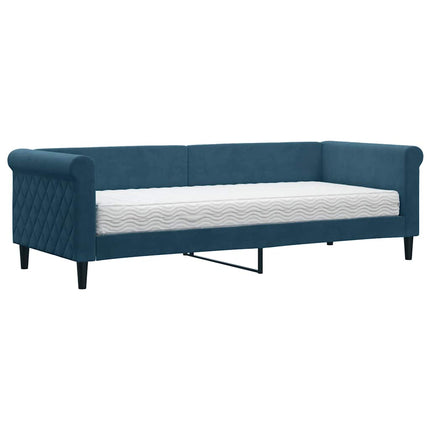 daybed med madras 80x200 cm velour blå
