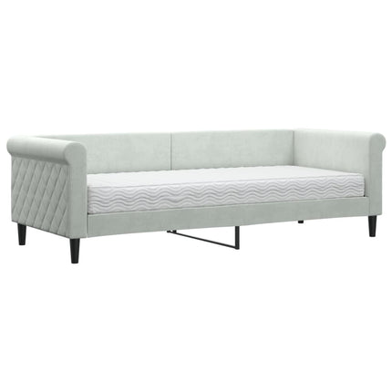 daybed med madras 80x200 cm velour lysegrå