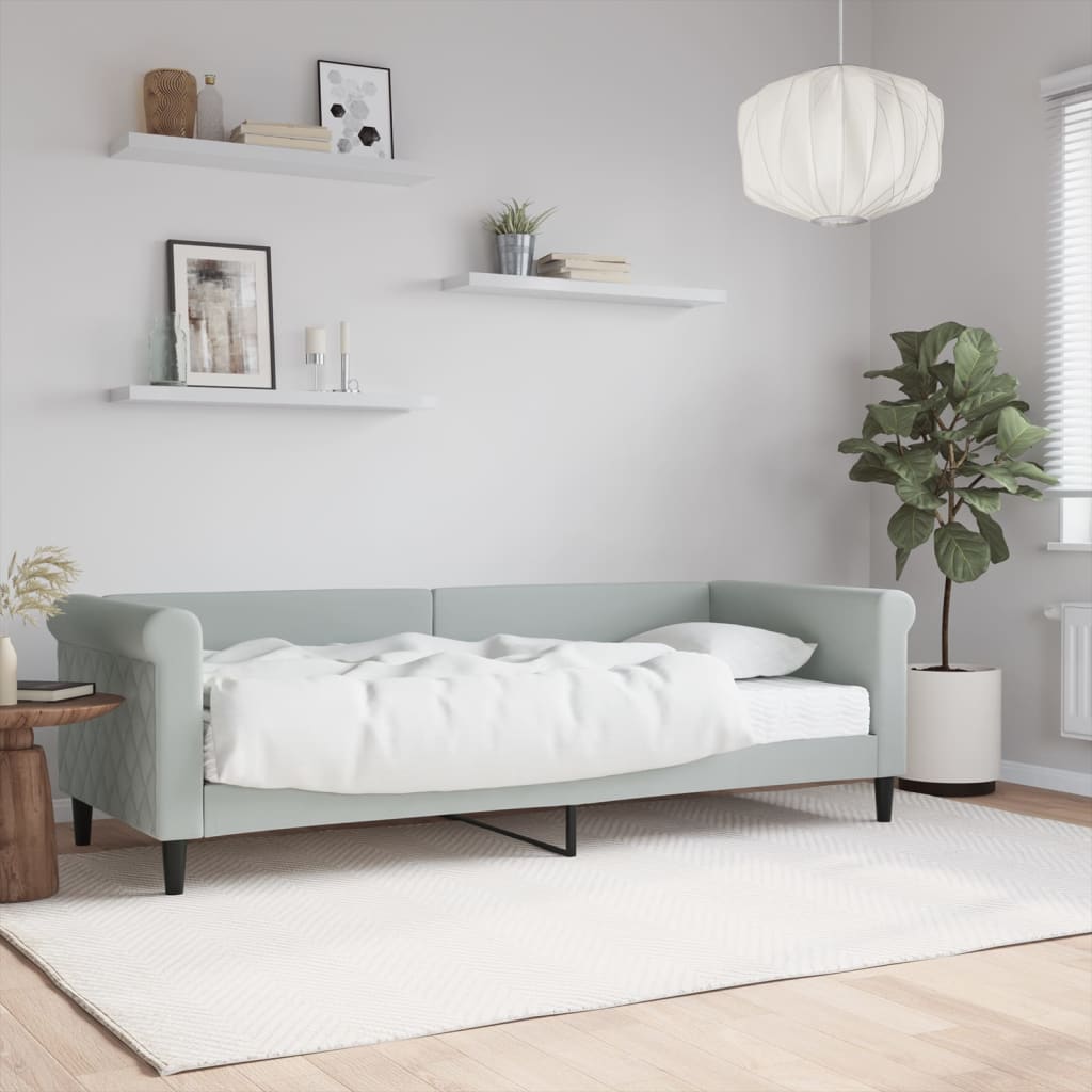 daybed med madras 80x200 cm velour lysegrå