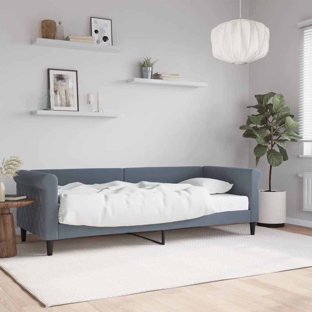 daybed med madras 80x200 cm velour mørkegrå