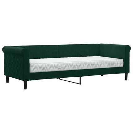 daybed med madras 80x200 cm velour mørkegrøn