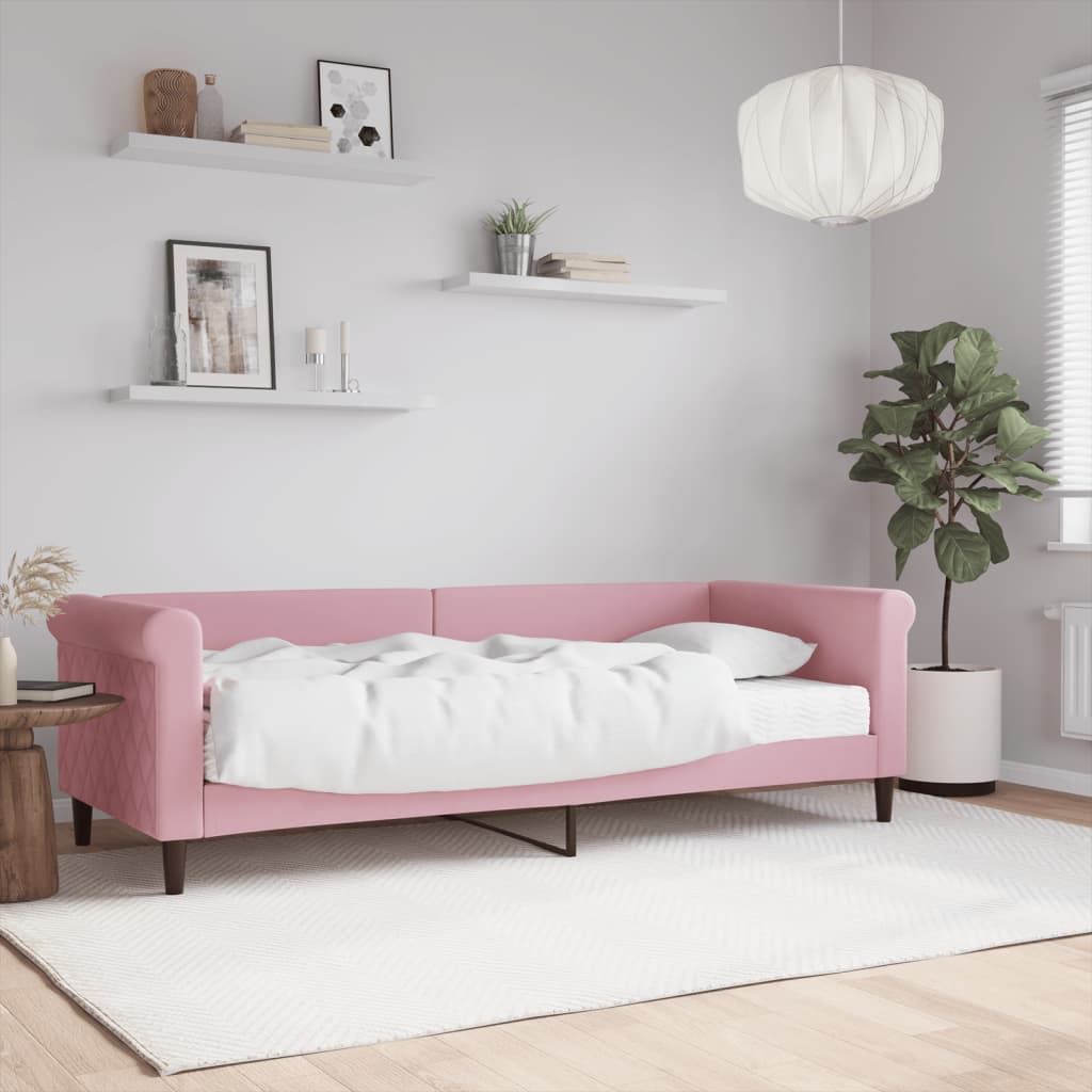 daybed med madras 80x200 cm velour pink