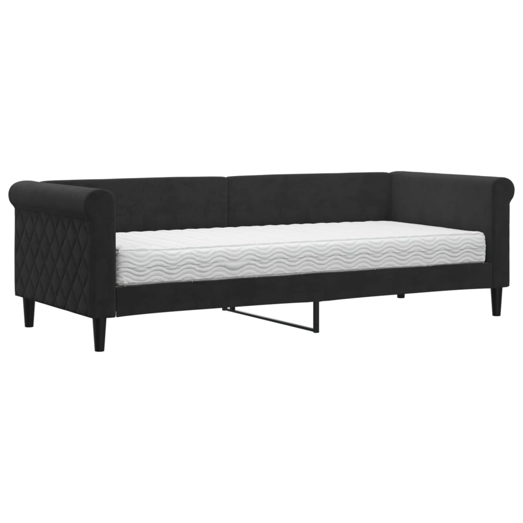 daybed med madras 80x200 cm velour sort