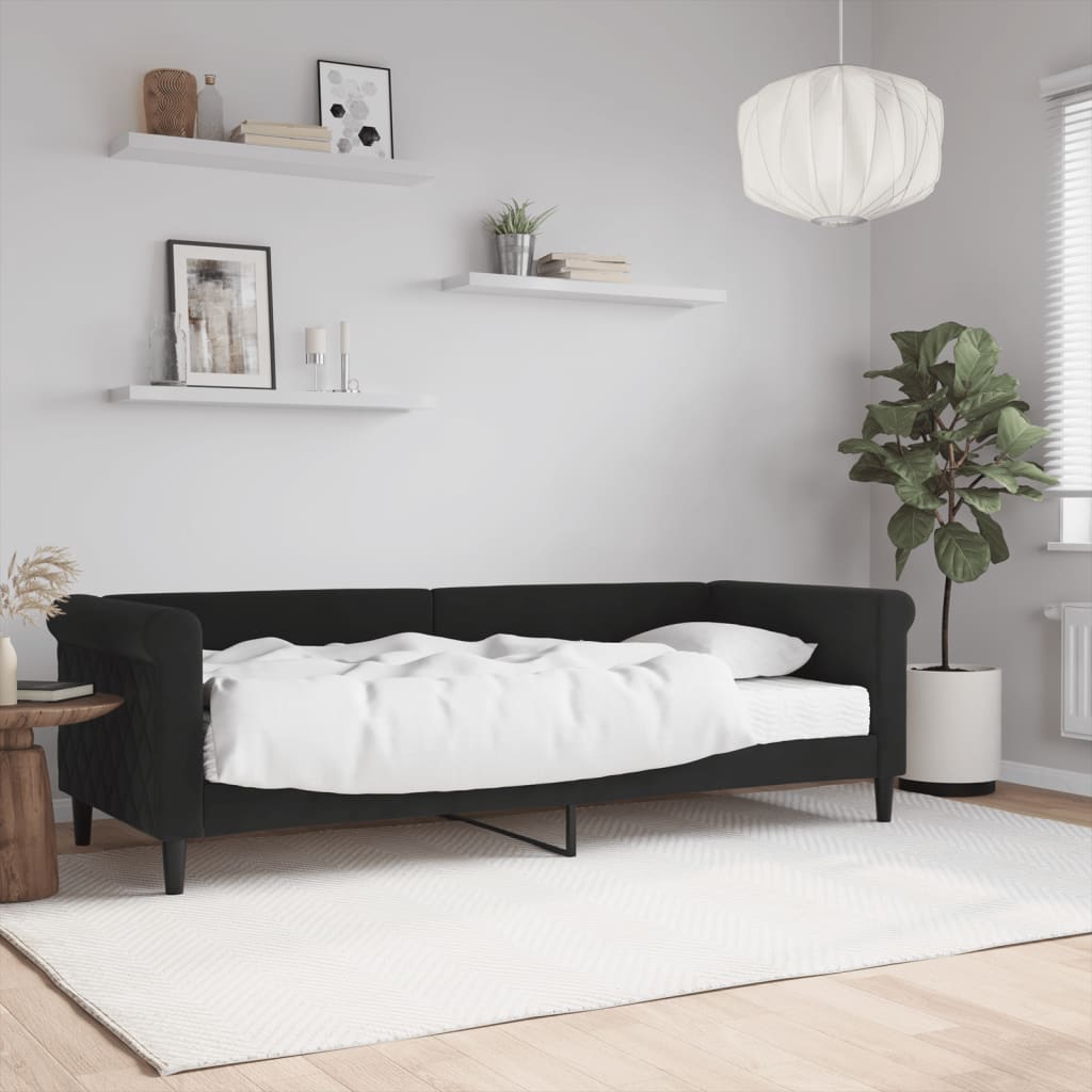 daybed med madras 80x200 cm velour sort