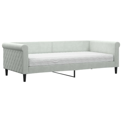 daybed med madras 90x200 cm velour lysegrå