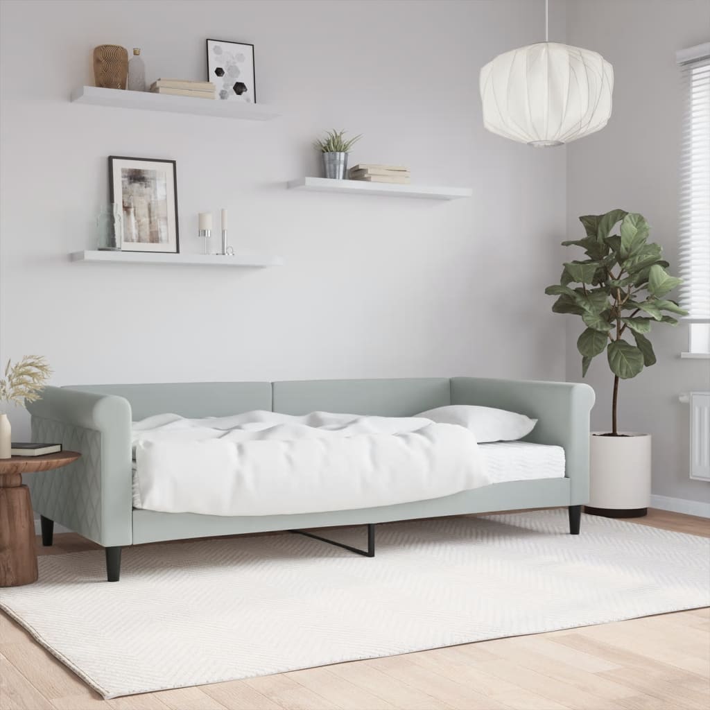 daybed med madras 90x200 cm velour lysegrå billede