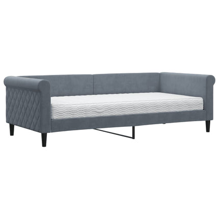 daybed med madras 90x200 cm velour mørkegrå