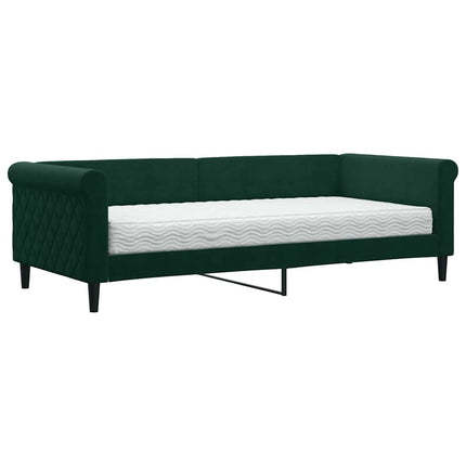 daybed med madras 90x200 cm velour mørkegrøn