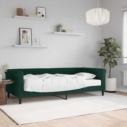 daybed med madras 90x200 cm velour mørkegrøn