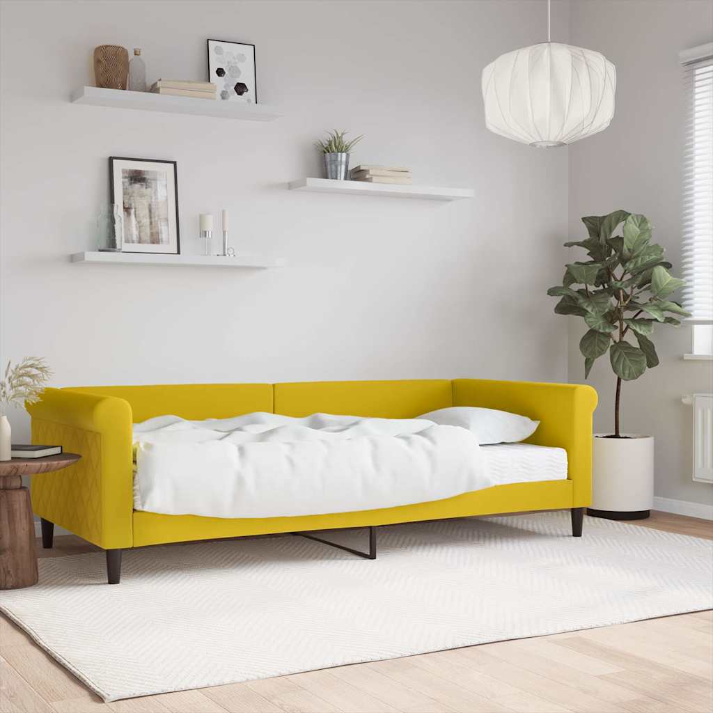 daybed med madras 90x200 cm velour gul billede