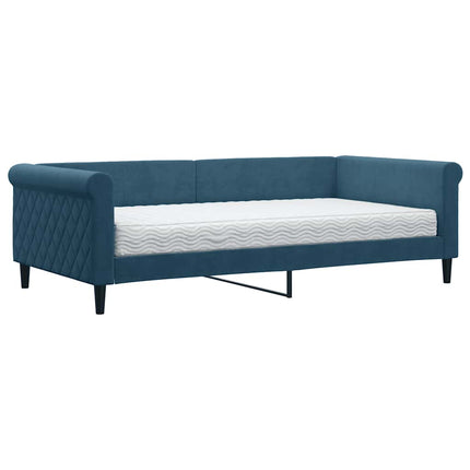 daybed med madras 100x200 cm velour blå