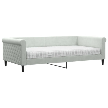 daybed med madras 100x200 cm velour lysegrå