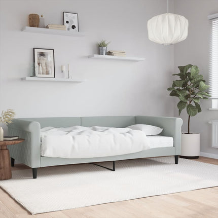 daybed med madras 100x200 cm velour lysegrå