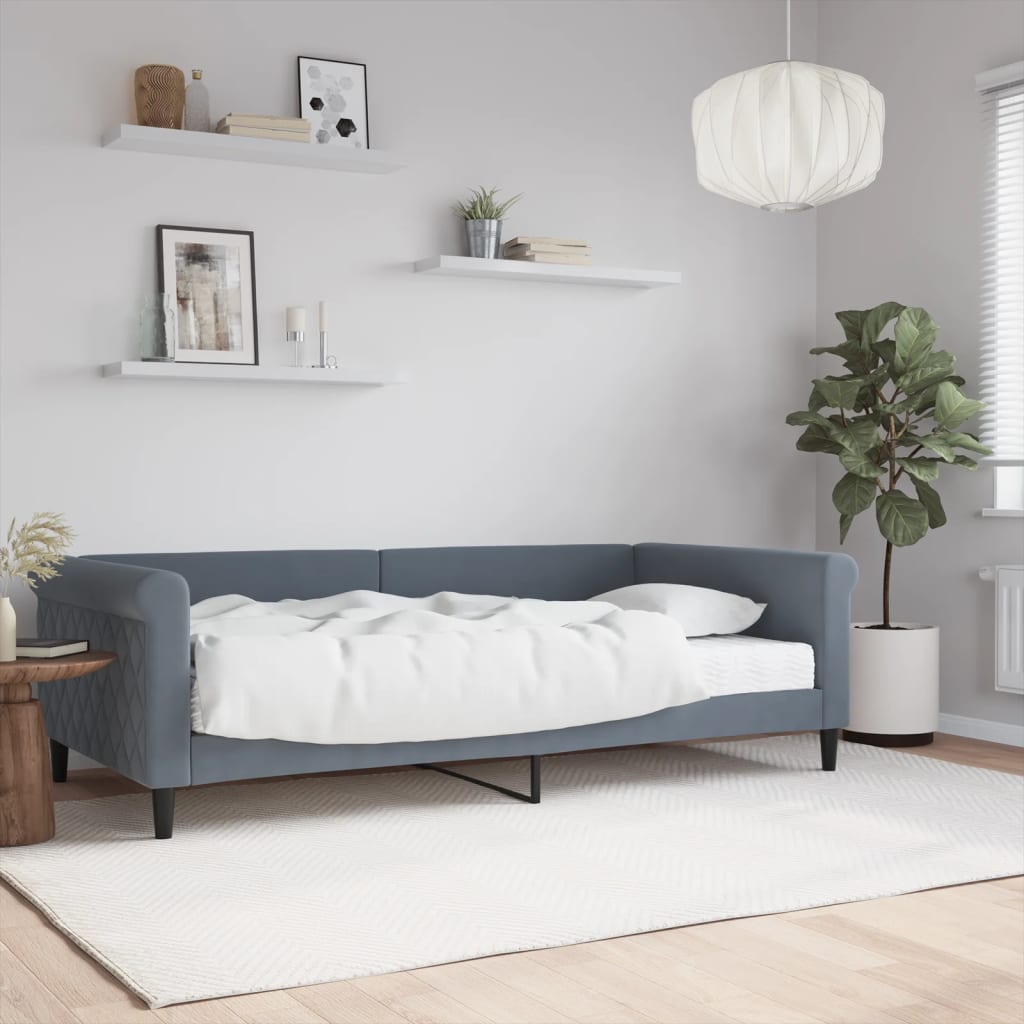 daybed med madras 100x200 cm velour mørkegrå