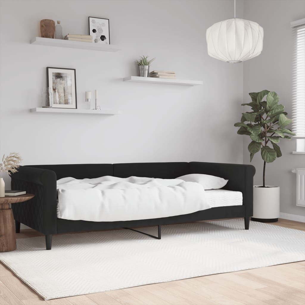 daybed med madras 100x200 cm velour sort billede