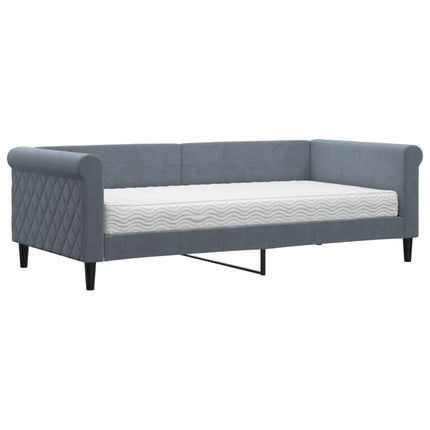 daybed med madras 90x190 cm velour mørkegrå