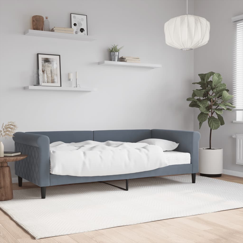 daybed med madras 90x190 cm velour mørkegrå billede