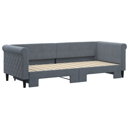 daybed med udtræk 80x200 cm velour mørkegrå