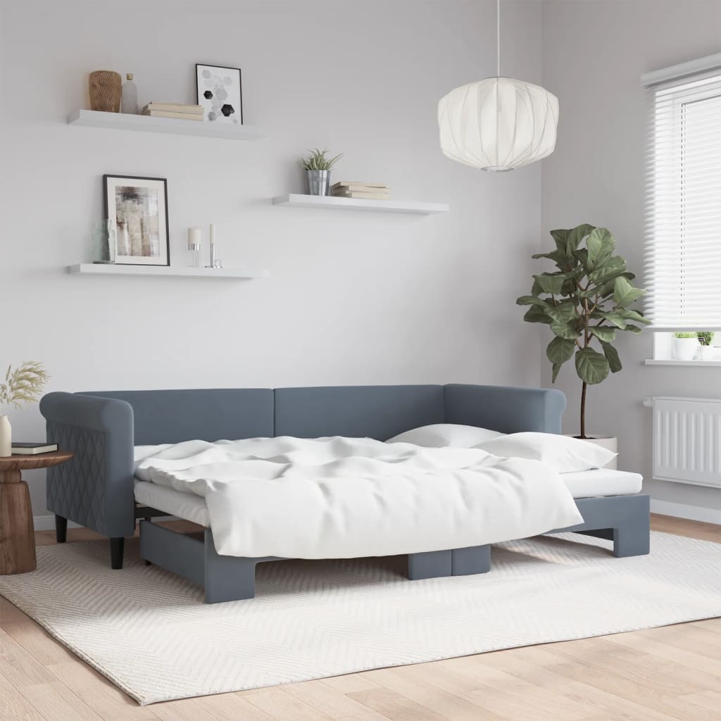 daybed med udtræk 80x200 cm velour mørkegrå billede