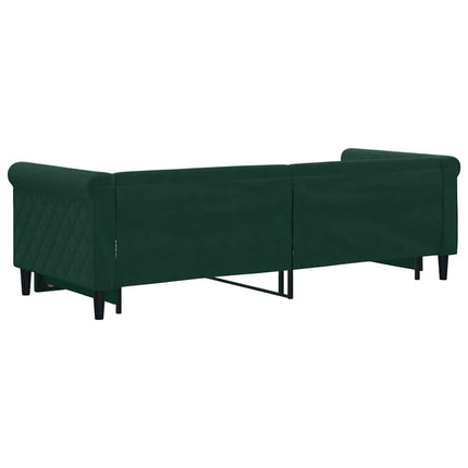 daybed med udtræk 80x200 cm velour mørkegrøn