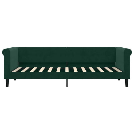 daybed med udtræk 80x200 cm velour mørkegrøn