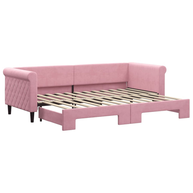 daybed med udtræk 80x200 cm velour lyserød