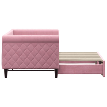 daybed med udtræk 80x200 cm velour lyserød