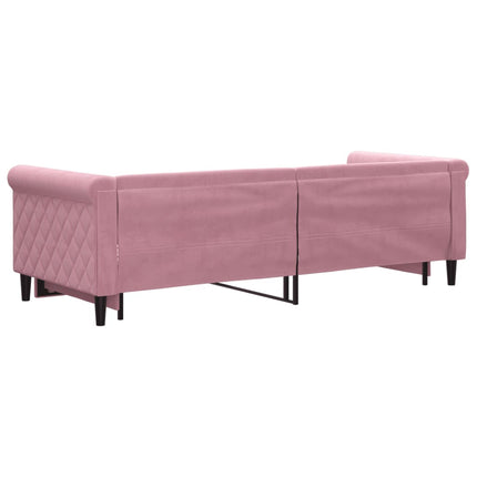 daybed med udtræk 80x200 cm velour lyserød