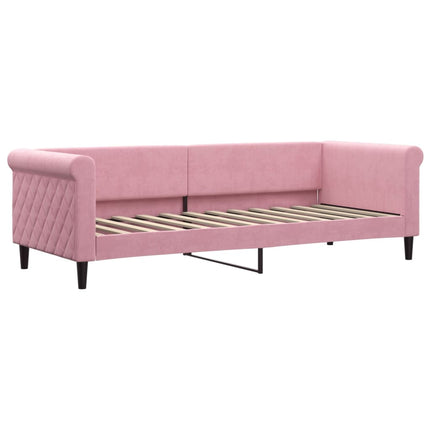 daybed med udtræk 80x200 cm velour lyserød
