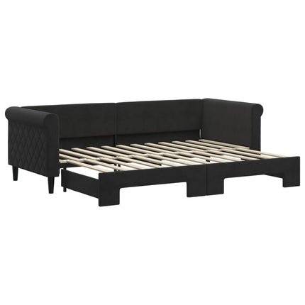 daybed med udtræk 80x200 cm velour sort