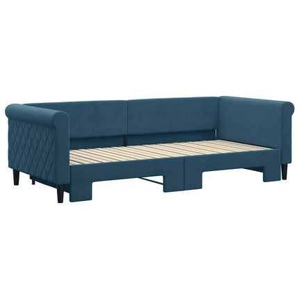 daybed med udtræk 90x200 cm velour blå