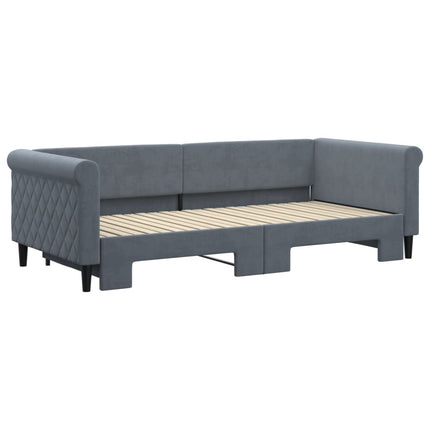 daybed med udtræk 90x200 cm velour mørkegrå