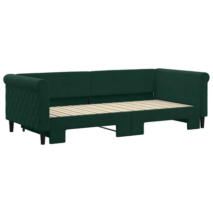 daybed med udtræk 90x200 cm velour mørkegrøn