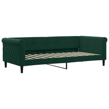 daybed med udtræk 90x200 cm velour mørkegrøn