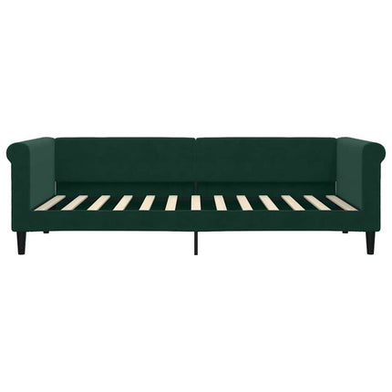 daybed med udtræk 90x200 cm velour mørkegrøn