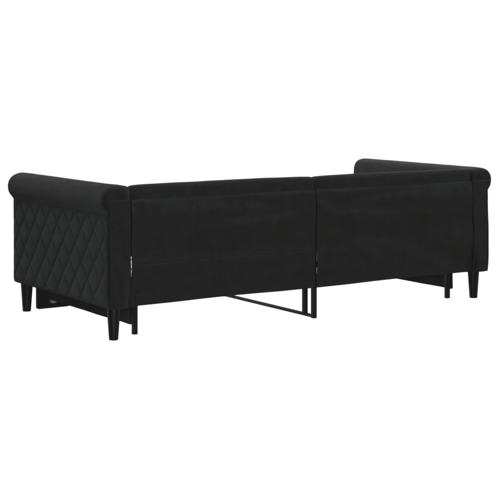 daybed med udtræk 90x200 cm velour sort