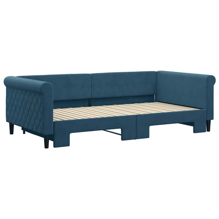 daybed med udtræk 100x200 cm velour blå