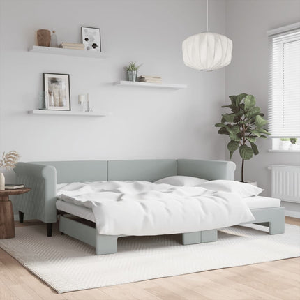 daybed med udtræk 100x200 cm velour lysegrå