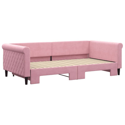 daybed med udtræk 100x200 cm velour lyserød