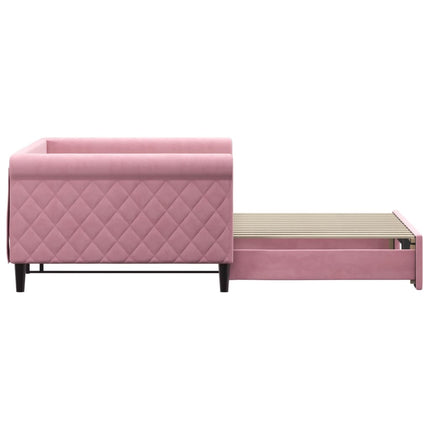 daybed med udtræk 100x200 cm velour lyserød