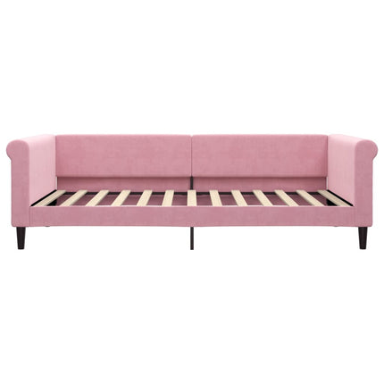 daybed med udtræk 100x200 cm velour lyserød