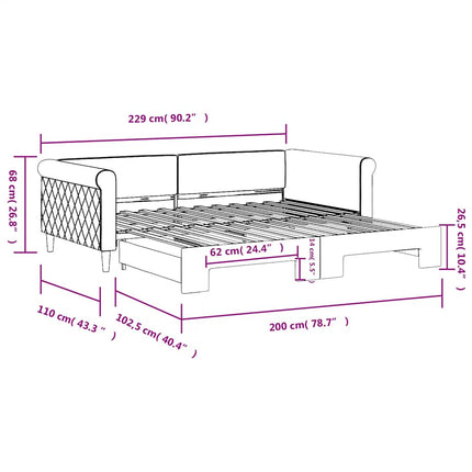 daybed med udtræk 100x200 cm velour gul