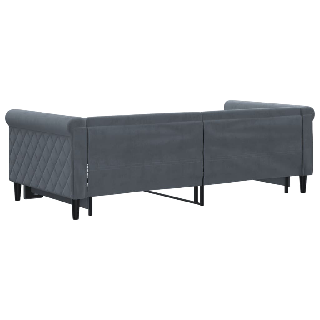 daybed med udtræk 90x190 cm velour mørkegrå