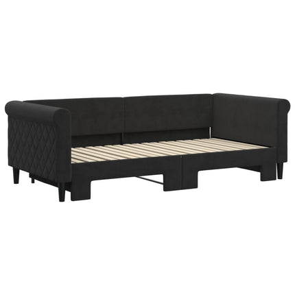 daybed med udtræk 90x190 cm velour sort